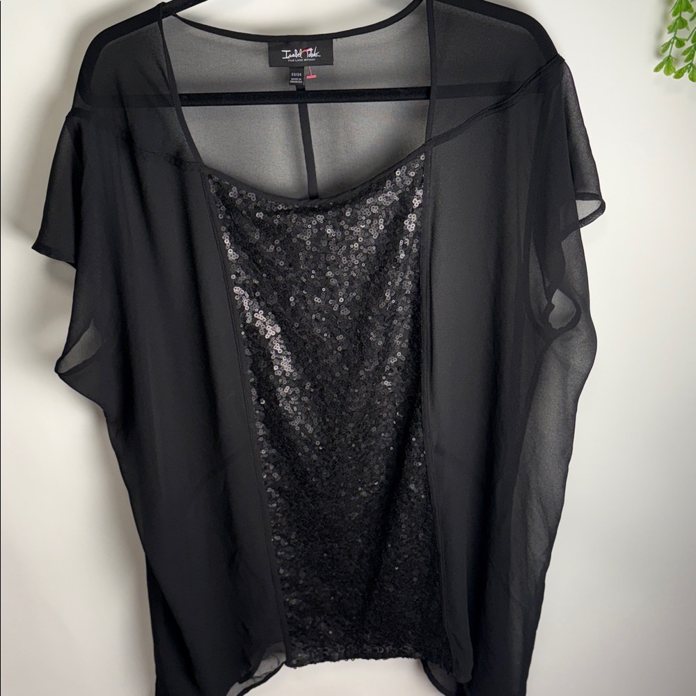 Lane Bryant Black Sequin Blouse